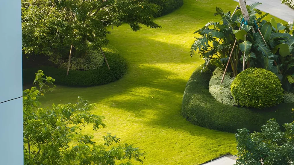 Landscape development project with new lawn and beds in Sherwood, OR