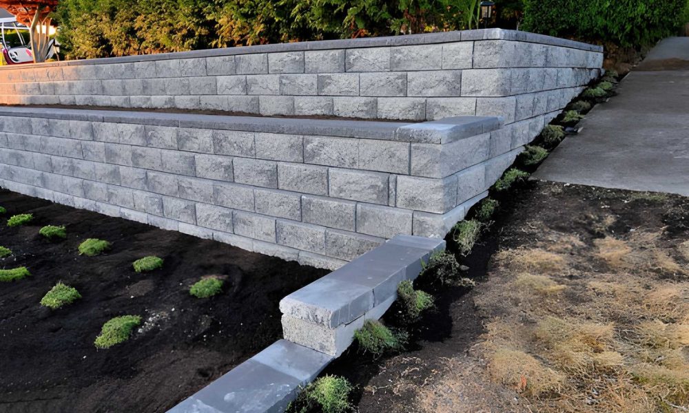retaining wall and hardscape